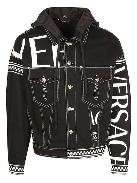 versace compilation jacket|Versace black denim jacket.